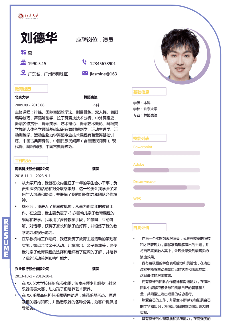 追梦之路启航，演员简历下载专区